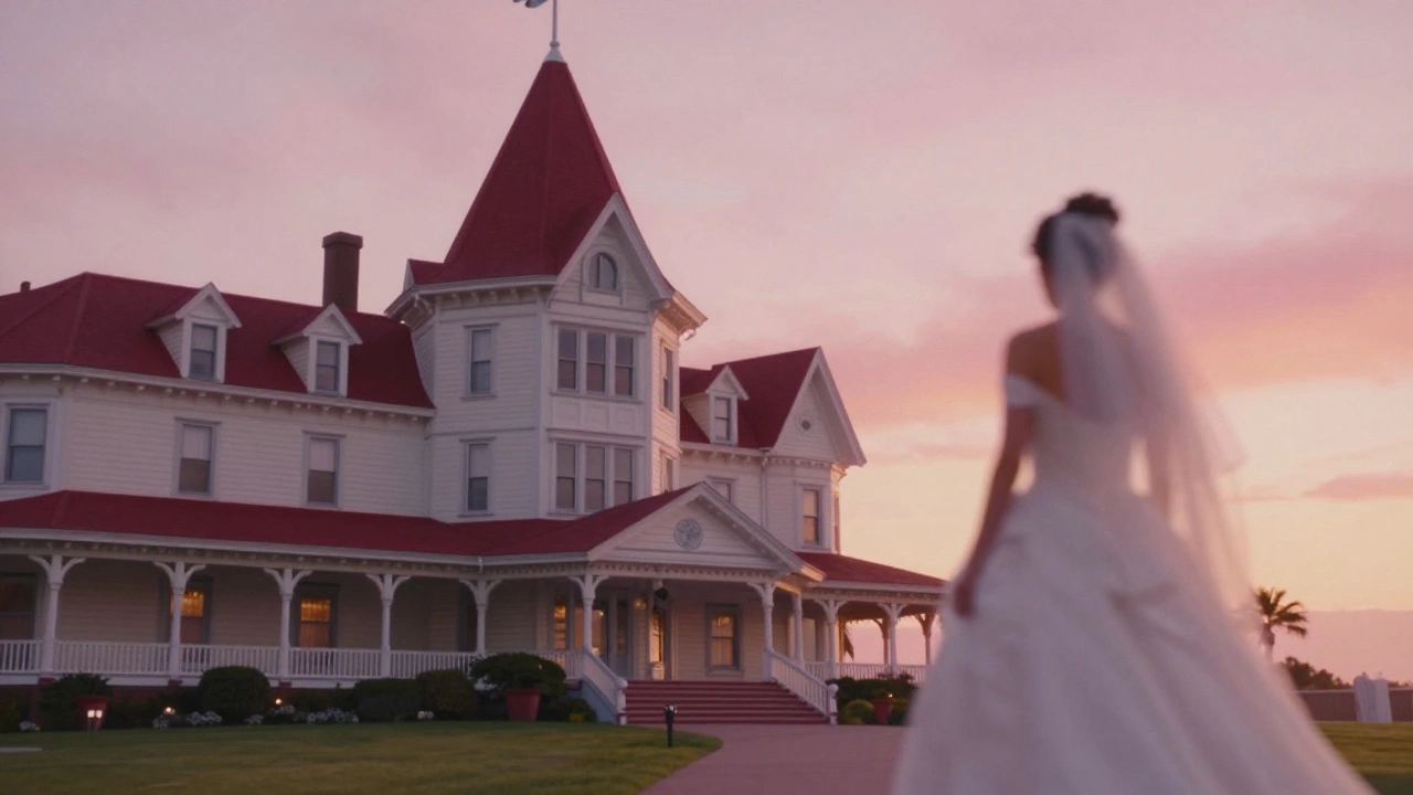 Dreamy illustration of Hotel del Coronado at sunset