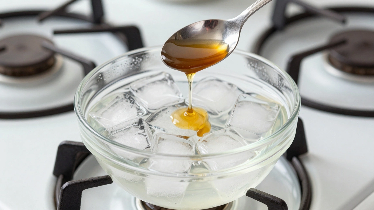 Spoon dropping fudge into ice water test