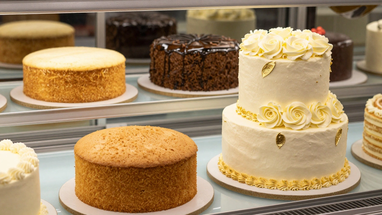 Comparison of a simple supermarket cake and an elaborate artisan cake
