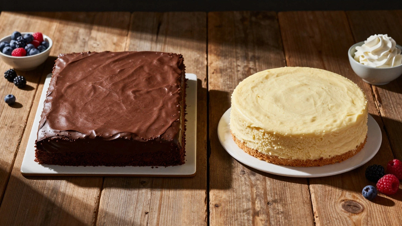 Comparison of large sheet cake versus small round cake