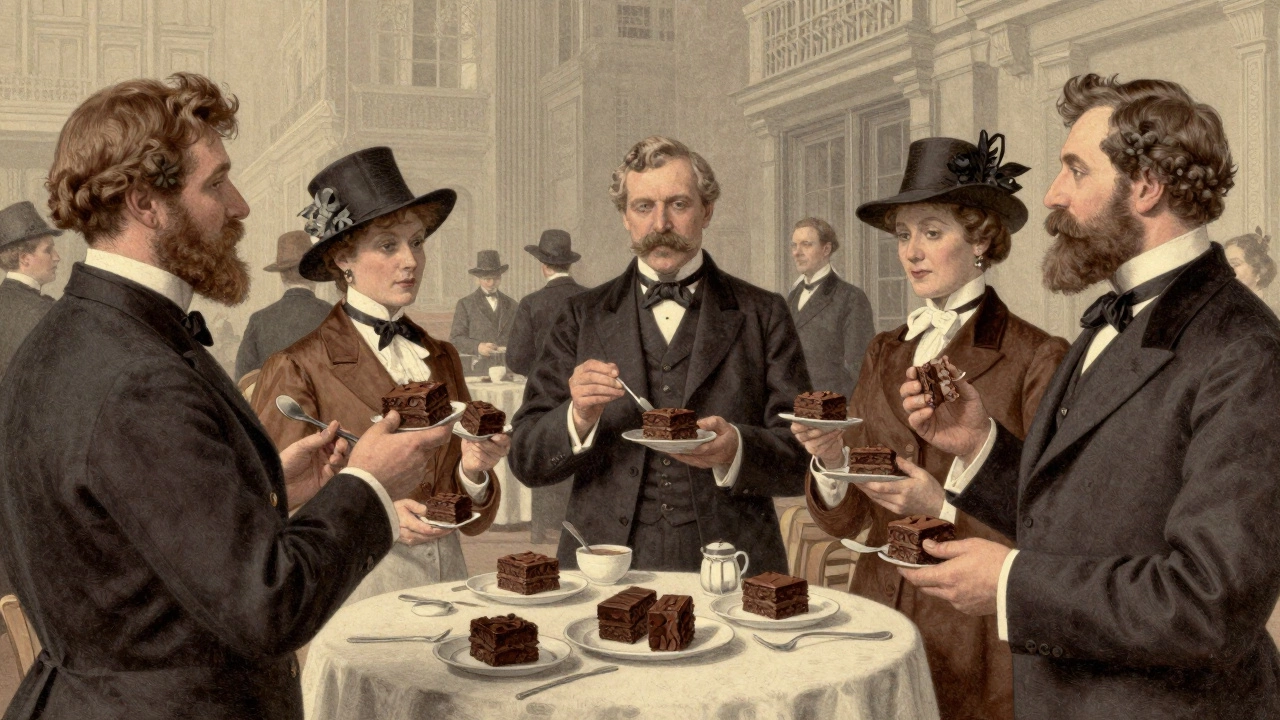 Vintage illustration of guests eating bar cookies at the 1893 Chicago Expo