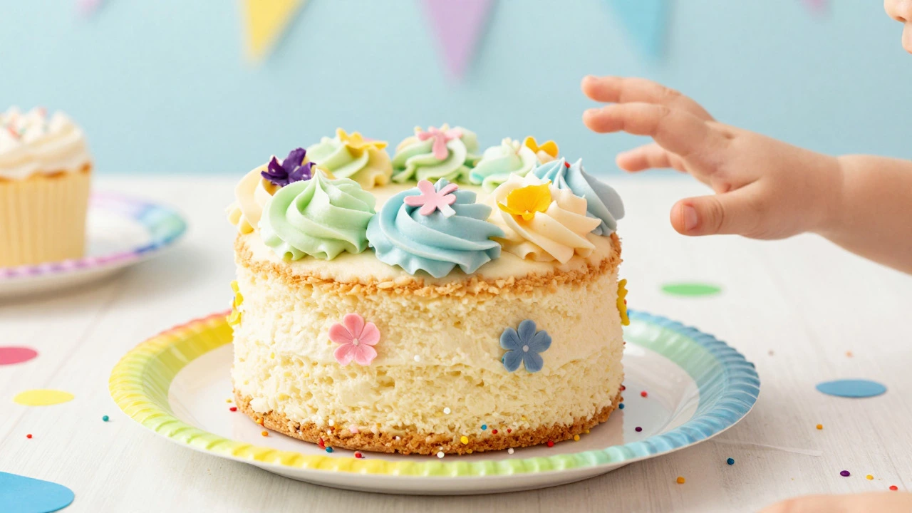 Toddler smash cake with pastel decorations
