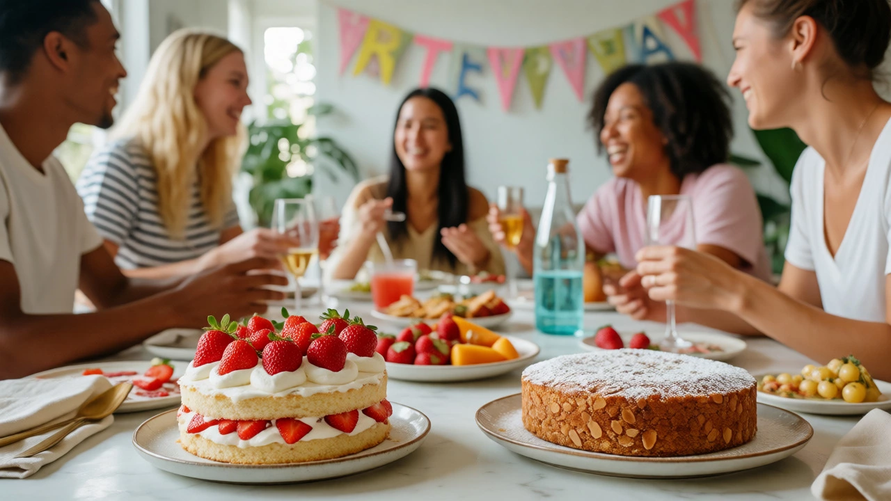 Strawberry shortcake and gluten-free cake at a birthday party